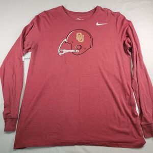 Nike Oklahoma Sooners Football Helmet Long Sleeve T Shirt Athletic Cut Men Lg